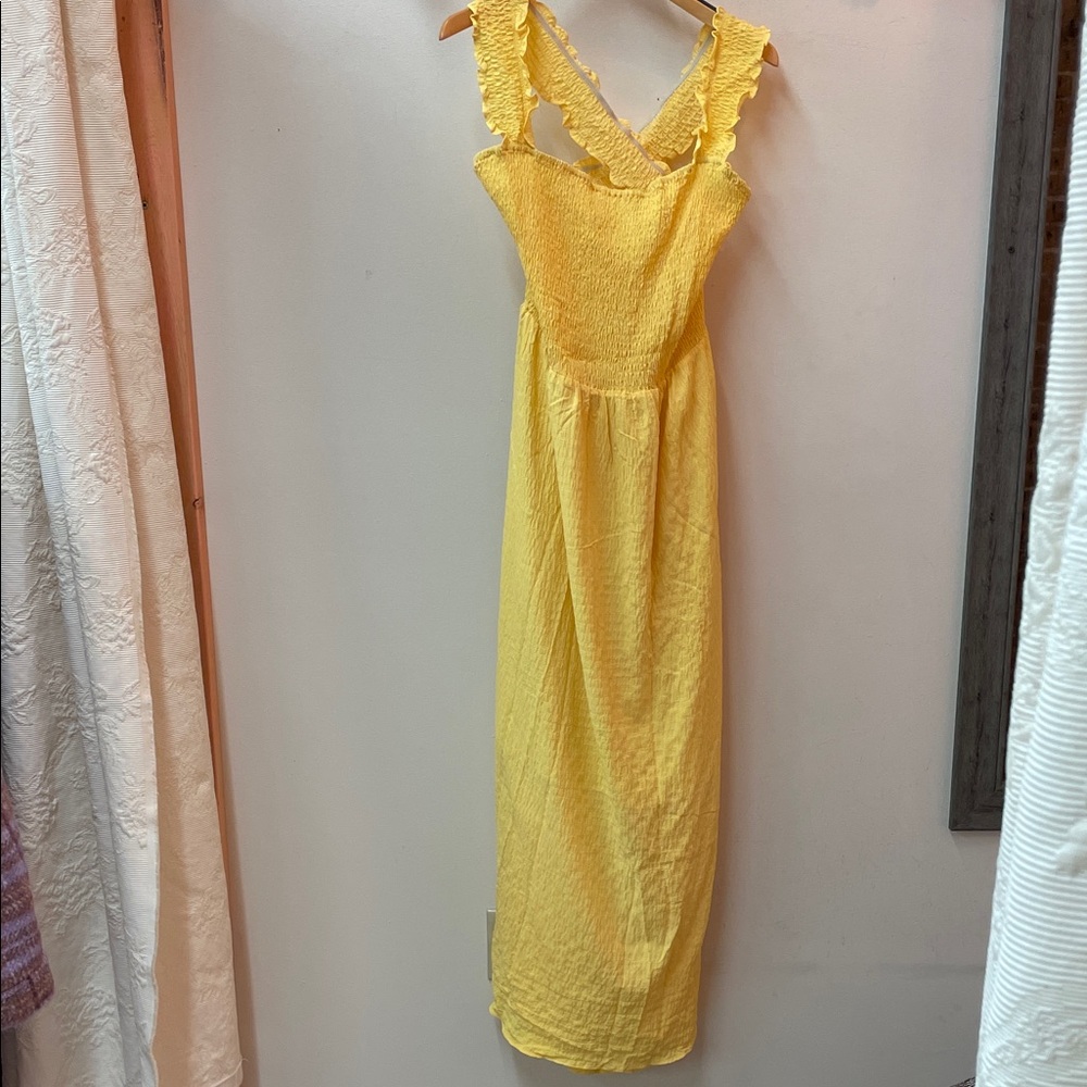 DAVI & DANI Vibrant Yellow Ruffle Maxi Dress Plus Size 2x NWT